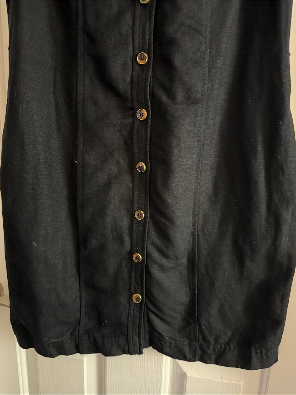 Banana republic black linen Sleeveless Button-Front shirt Dress with pockets 0 - Picture 4 of 5